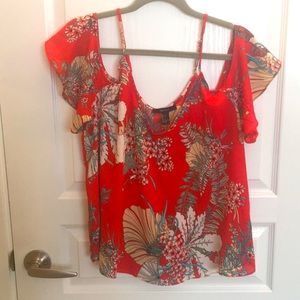 Off the shoulder floral shirt